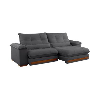 Imagem de Sofá 3 Lugares Retrátil e Reclinável Qatar Veludo Cinza 220 cm