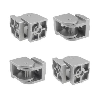 Imagem de Mewutal 4 peças Série 3030 Conectores de Perfil de Extrusão Prata Liga de Zinco Articulação Pivô Conectores de Suporte Giratórios Perfil de Extrusão Dobradiças Slot 8 mm (Prata, Série 3030)