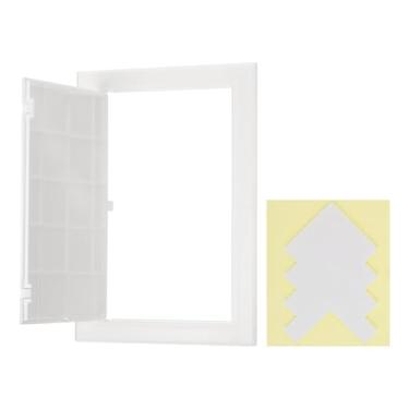 Imagem de PATIKIL Painel de acesso para drywall 30 x 20 cm, 1 conjunto de plástico ABS capa de orifício de parede porta de acesso com fita dupla face para teto de parede elétrica, branco