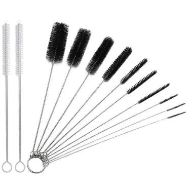 Imagem de Kit 10 Escovas Limpeza Haste Inox Cerdas em Nylon +2 Escovas Haste Ino