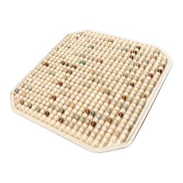 Imagem de QccHieUs Capa de assento de massagem de verão, tapete refrescante para carro, feito à mão, acessório interior de carro confortável para cadeira de escritório, Bege
