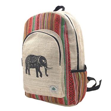 Imagem de Mochila KayJayStyles feita à mão com vários bolsos e bainha Nepal, Elephant, Large