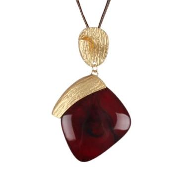 Imagem de joymiao Colar de couro para mulheres, pingente grande, gargantilha hippie, vintage, colar grosso, boêmio, para mulheres, Couro sintético, Sem Pedra Preciosa