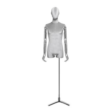 Imagem de Mannequin Manequins de varejo masculinos podem ser ajustados de 62,2 a 78,74 polegadas, equipados com uma base triangular de metal(Gray)