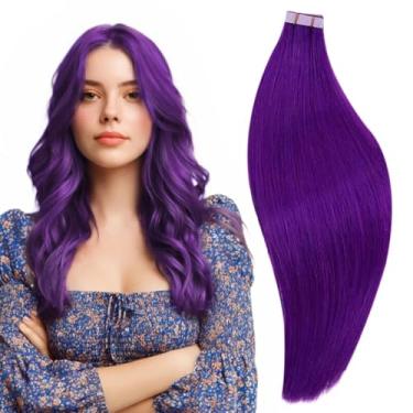 Imagem de RUNATURE Extensões De Cabelo Com Fita Adesiva 22" Roxas, Humano Natural Para Pele Iluminada, Trama Invisível Sem Costura, 50G, 20 Unidades