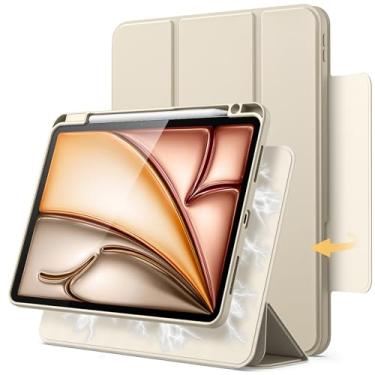 Imagem de JETech Capa Magnética Destacável para iPad Air 11 Polegadas M3/M2 (2025/2024), iPad Air 5ª/4ª Geração com Porta-Pencil, Case Giratória Removível, Suporte para Retrato/Paisagem (Estrela Branca)