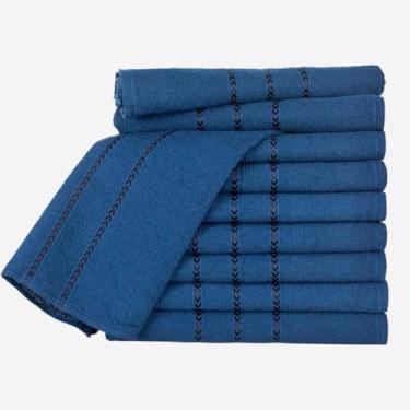 Imagem de Toalha de Banho Kit 10 Peças 70x120cm 230g/m² Macia com Costuras Reforçadas (Azul)