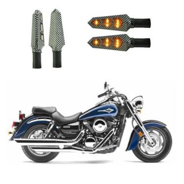Imagem de KIT 4 Luz Seta Esportiva Pisca Led de Carbono Modelo P03 Moto  VULCAN 