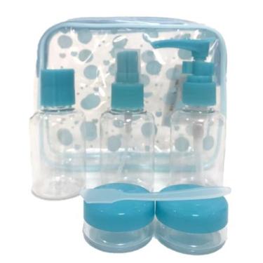 Imagem de Kit Viagem 5 Frascos Pote Plástico para Cosméticos com Bolsa - Suzan P
