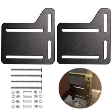 Imagem de ruiru bro Kit de conversão de moldura de cama de 2 peças, suporte adaptador de estrutura de cama, placa de modificação de cama resistente, suportes de cabeceira para estrutura de cama de metal, acessório de cabeceira com hardware completo para Queen