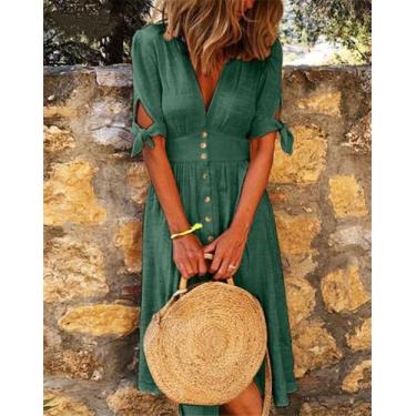 Imagem de Vestido longo, elegância casual: perfeito para festas - Lightbek Offic