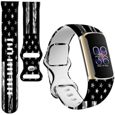 Imagem de BOSPFJG Pulseiras esportivas compatíveis com Charge 6/Charge 5 para mulheres e homens, pulseiras de substituição macias à prova d'água para monitor de fitness Charge Advanced (bandeira dos Estados