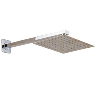 Imagem de Ducha Quadrada de Teto Articulada, Aço Inox Cromado, 20cm x 40cm, Chuveiro Luxo para Aquecimento Solar e Gás