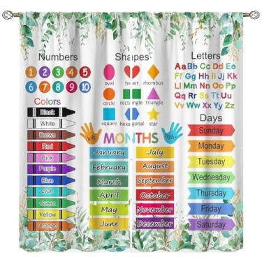 Imagem de Cortinas ABC do alfabeto infantil, desenho animado de animais coloridos, educação engraçada, aprendizagem para berçário, crianças, bebês, quarto, sala de estar, sala de aula, cortinas de janela, 106 x
