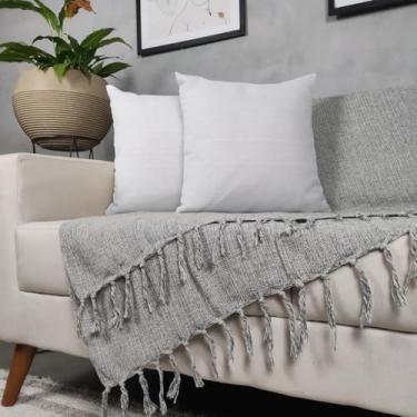 Imagem de Genérico, Kit Manta Para Sofá Cinza + 2 Capas De Almofada Com Zíper Cor:12