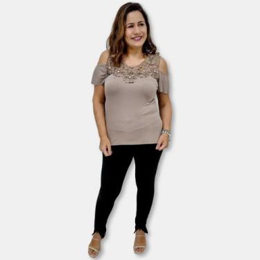 Imagem de Blusa Malha Viscolycra Ciganinha Com Renda Lisa - Sarat Moda Indiana, 