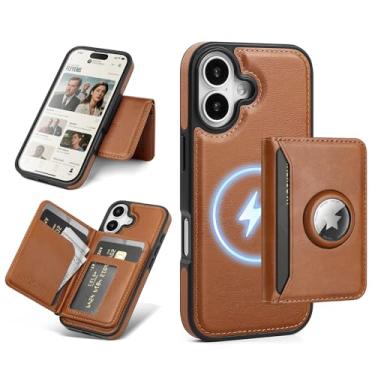 Imagem de Antsturdy Compatível com MagSafe 2 em 1 Capa magnética destacável para iPhone 17 com suporte AirTag, masculina e feminina, couro sintético com bloqueio de RFID, compartimentos para cartão de crédito