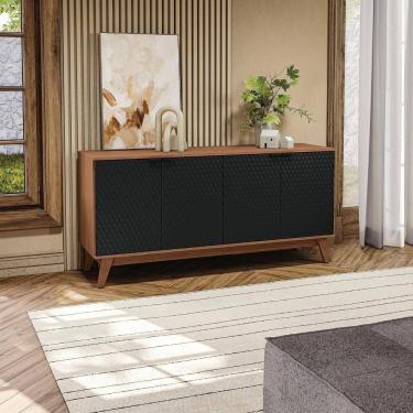 Imagem de Aparador Kappesberg 4 Portas 3d Canela-preto 180cm
