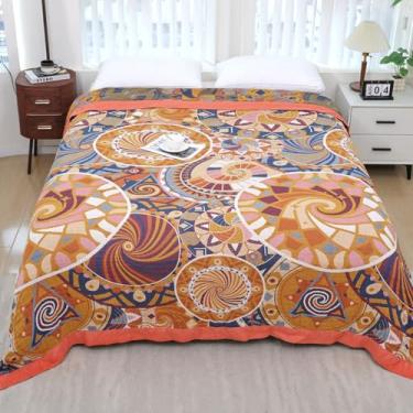 Imagem de Shesyuki Cobertor Boho para cama - Colcha rústica ultra macia 100% algodão puro - Cobertores de cama para decoração de casa de fazenda, manta rústica para todas as estações para sofá e cadeira (152 cm