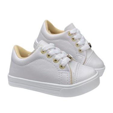Imagem de Tênis Infantil Casual Confortável e Estiloso – Do 20 ao 34 (Branco, BR, Criança de 4 a 8 anos, Numérico, M, 32)