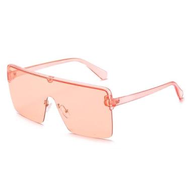Imagem de Óculos de sol femininos com armação única, masculino, meia armação, lente degradê, retrô, óculos de direção, UV400, rosa transparente, 138 mm
