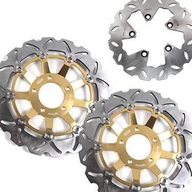 Imagem de Arashi Discos de freio dianteiros traseiros rotores para Suzuki GSX750F Katana 1998-2003, acessórios de substituição de motocicleta dourado