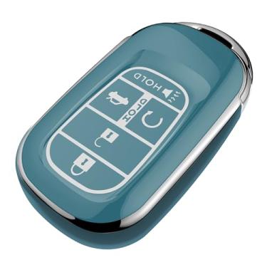 Imagem de Tukellen Capa para Honda Key Fob, capa premium banhada em TPU para 2022-2025 Accord Civic HR-V CR-V Pilot Smart Remote Key Protector (azul tempestade, 5 botões)