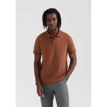 Imagem de Camisa Polo Básica Masculina Manga Curta Pima - Hering, P, Marrom médi