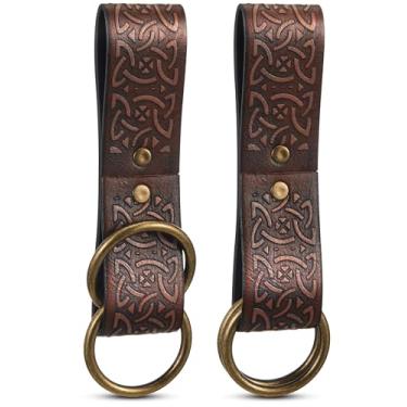 Imagem de Jecery 2 peças de saia para caminhadas, saia renascentista, trilhas, acessório medieval na cintura para fantasias de cosplay renascentista (marrom escuro, estilo fresco)