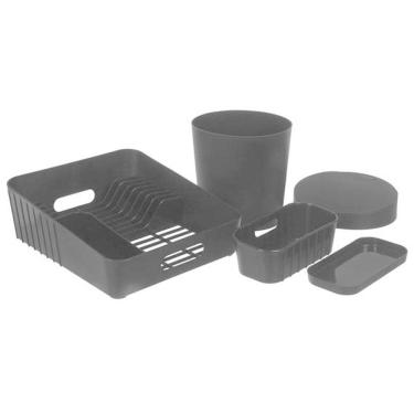 Imagem de Kit Pia Com 3 Peças Escorredor, Organizador De Pia E Lixeira