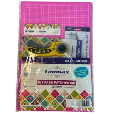 Imagem de Kit Base Corte A3 + Régua + Cortador + Tesoura Patchwork - BERTO IMPOR