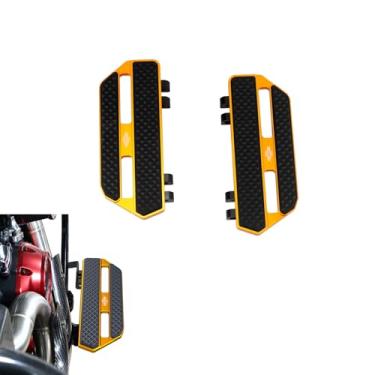 Imagem de PJMTCUSTOM Placa de piso de 9,5 polegadas Rider's Floor Board, corte CNC de alumínio e borracha de silicone compatível com CVO Road Glide ST 2024, 2025, CVO Street Glide ST, menor (dourado)
