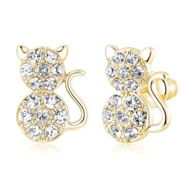 Imagem de Sepfavo Lindos brincos de gato fofos hipoalergênicos, amantes de gatos, meninas, crianças, aniversário, Páscoa, Natal, Dia dos Namorados, presente para avó, mãe e neta, filha, MINI, Aço inoxidável