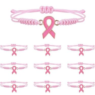 Imagem de ZXYMHL Pulseiras de conscientização do câncer de mama pulseira de contas de fita rosa para incentivar o câncer de mama joias, Medium, liga metálica, Sem Pedra Preciosa