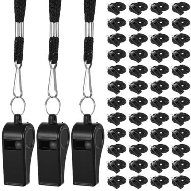 Imagem de MAQUITA 48 peças de apito, cordão de apitos esportivos, apitos altos e nítidos em massa treinadores perfeitos, árbitros oficiais