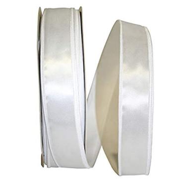Imagem de Reliant Ribbon Fita Dyna Satin Ez com borda com fio, 3,5 cm x 90,8 m, branca