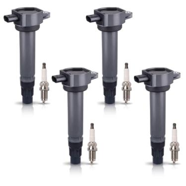 Imagem de Conjunto de 4 bobinas de ignição e 4 velas de ignição compatíveis com Dodge Caliber 2007-2009 e Jeep Patriot UF557 2007-2017