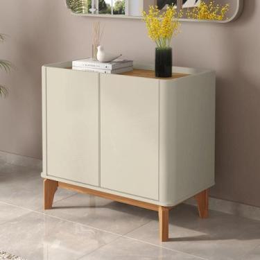 Imagem de Buffet Balcão Pequeno 90cm Sala com 2 Portas Flip 90 Patrimar Off Whit
