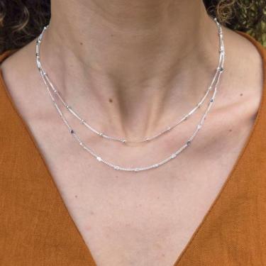 Imagem de Kit 2 Colares Bolinha + Mini Corações Folheado Prata 925 - Papillon Se