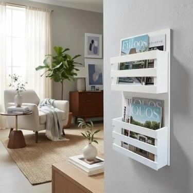 Imagem de Revisteiro de Parede Porta Revistas Livros Branco Laca