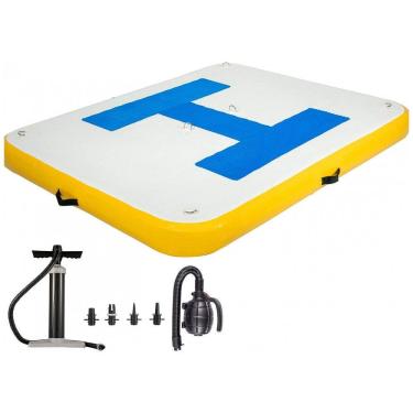 Imagem de Plataforma Flutuante para 2 a 4 Pessoas com Bomba de Ar Elétrica, VEVOR Inflatable Floating Platform 3 5 People, Amarelo