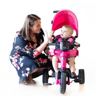 Imagem de Triciclo Infantil para Passeio com Assento Ajustável 4 Estágios, Idade Recomendada 6 Meses a 5 Anos, JOOVY 1026, Rosa