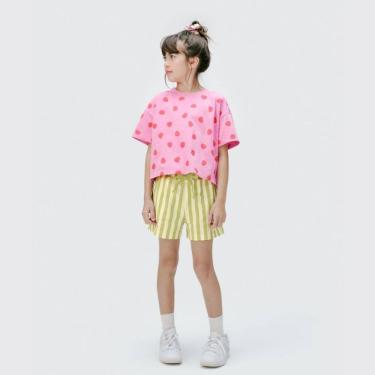 Imagem de Shorts Infantil Menina Clochard Verde Listras Malha - Hering