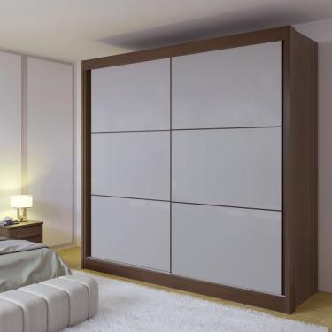 Imagem de Guarda-roupa Casal 2 Portas 6 Gavetas 100% Mdf Hawai Castanho/Off White