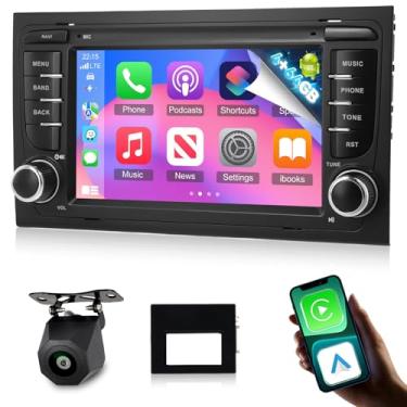 Imagem de Estéreo automotivo 4G + 64G Android 15 para Audi A4 S4 RS4 2002-2008 Seat Exeo com carplay sem fio e Android Auto - rádio HD de 7 polegadas com tela sensível ao toque, 32 EQ DSP/WiFi/GPS/SWC + câmera