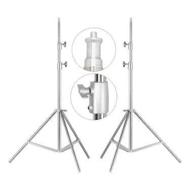 Imagem de Kit 2 Tripé Inox Greika Para Estudio Flash Softbox 2m 3kg