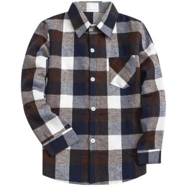 Imagem de Camisa de flanela SANGTREE Baby Boys de manga comprida xadrez marrom 6