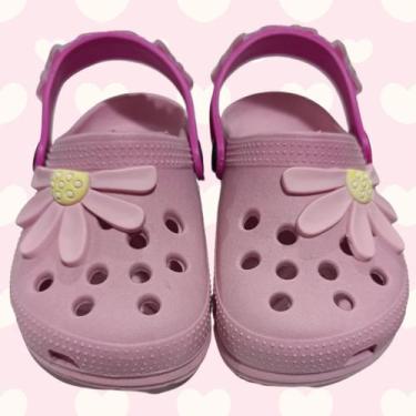 Imagem de Sandália Infantil Feminina Babuche Estampa de Flor Leve e Confortavel 