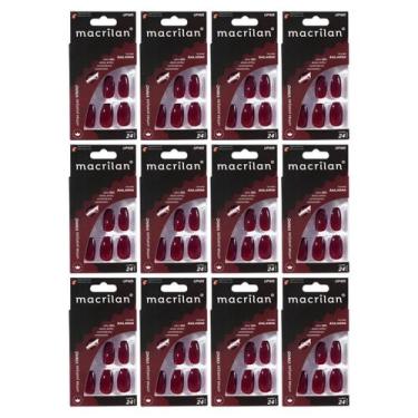 Imagem de Kit 12 Unhas Postiças Bailarina Vinho UP405 - Macrilan