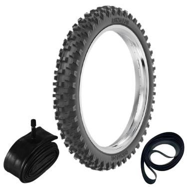 Imagem de Kit Pneu Xre 300 Xr 250 90/90-21 54r He40 Rinaldi + Camara + Cinta